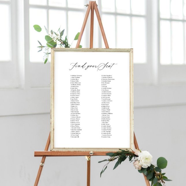 Poster Panneau Mariage moderne Trouvez votre siège Carte  (Créateur téléchargé)