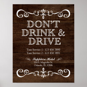 Poster Panneau mariage - Ne pas boire et conduire Mariage