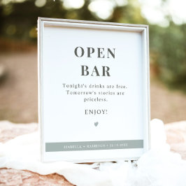 Poster Panneau Mariage NINA Modern Sage Green Open Bar