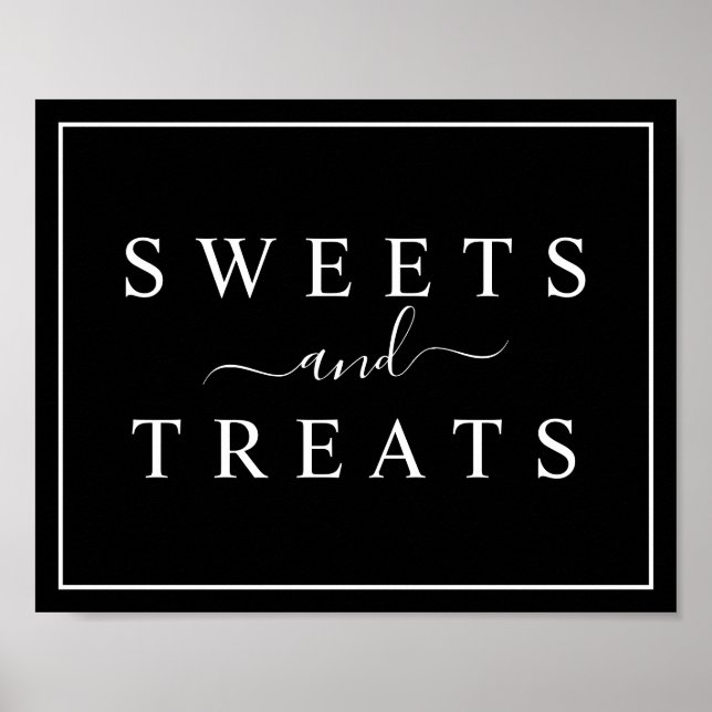 Poster Panneau Mariage noir et blanc Sweets & Traitements (Devant)