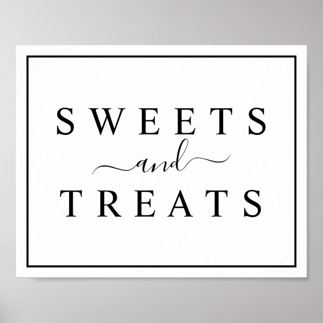 Poster Panneau Mariage noir et blanc Sweets & Traitements (Devant)