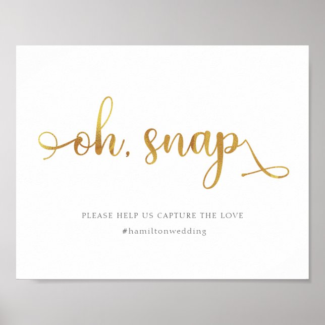 Poster Panneau Mariage "Oh Snap" Gold White (Devant)