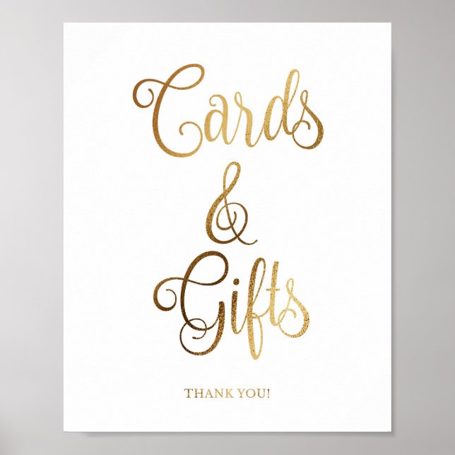 Poster Panneau mariage or pour cartes et cadeaux | Or (Devant)