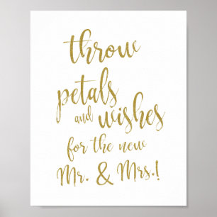 Poster Panneau mariage Petal Toss 8x10 Gold Parties scint