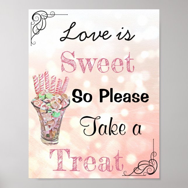 Poster Panneau mariage pour Buffet de bonbons, Coral Cand (Devant)