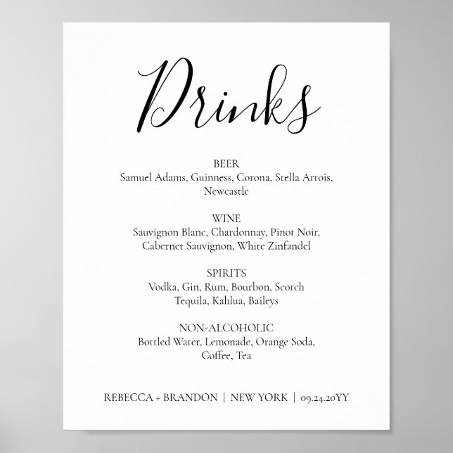 Poster Panneau Mariage Rebecca Simple Calligraphie Boisso (Devant)