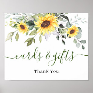 Poster Panneau Mariage Sunflower Eucalyptus Cartes et cad