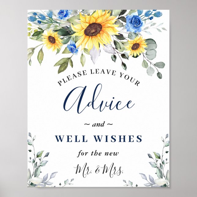Poster Panneau Mariage Sunflowers Eucalyptus Conseils & s (Devant)