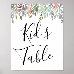 Poster Panneau mariage - Table enfant Aquarelle Verdure