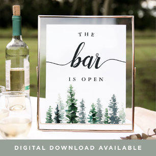 Poster Panneau Mariage Timber Grove "The Bar is Open"
