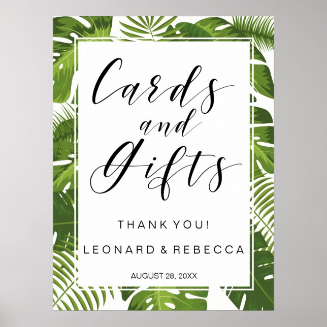 Poster Panneau mariage Tropical Elegant Cartes et Cadeaux (Devant)
