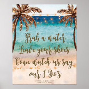 Poster panneau mariage tropical moderne plage