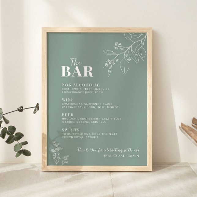 Poster Panneau Mariage vert Bar Sage (Créateur téléchargé)