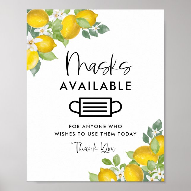 Poster Panneau Masks Disponibles Thème Citron (Devant)