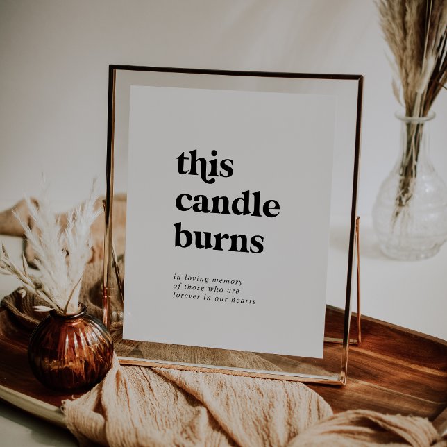 Poster Panneau mémorial moderne noir Cette bougie brûle (Créateur téléchargé)