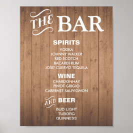Poster Panneau MENU BAR pour la réception mariage et fête