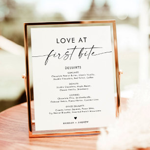 Poster Panneau menu dessert minimaliste, Amour à la premi