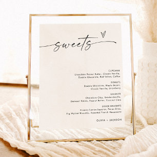 Poster Panneau menu dessert minimaliste, Panneau Mariage