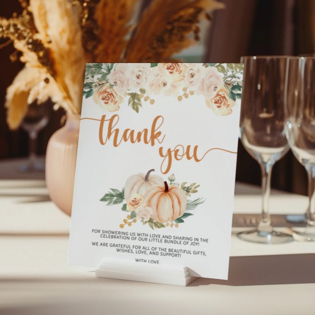 Poster Panneau Merci Baby shower citrouille (Créateur téléchargé)