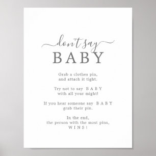 Poster Panneau minimaliste Silver Ne pas dire jeu bébé