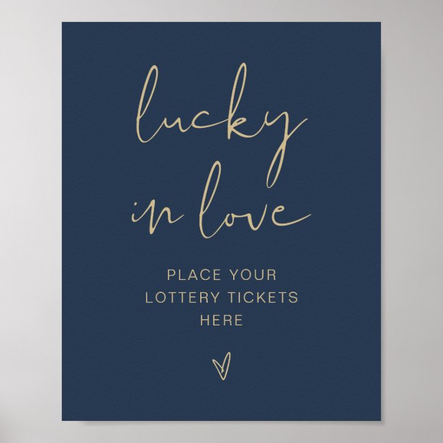Poster Panneau Moderne Navy et Or Amoureux Chanceux CAITL (Devant)