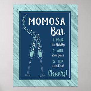 Poster Panneau Momosa Bar, bleu et aqua