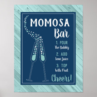 Poster Panneau Momosa Bar, bleu et aqua