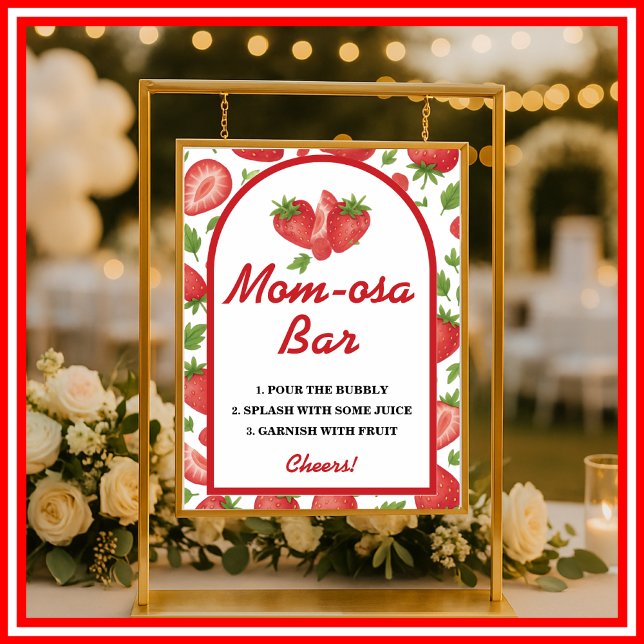 Poster Panneau Momosa Bar Fraise Berry Sweet Baby shower (Créateur téléchargé)