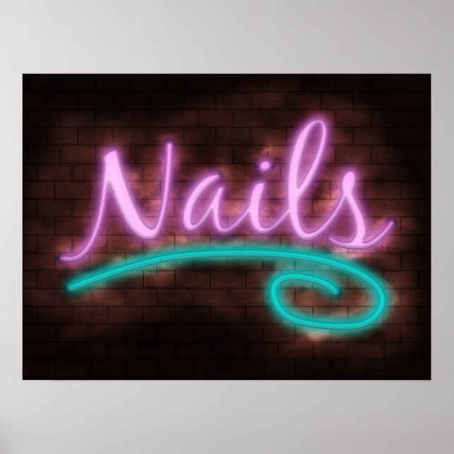 Poster Panneau Neon Nails (Devant)