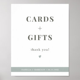 Poster Panneau NINA Sage Vert moderne Cartes et Cadeaux