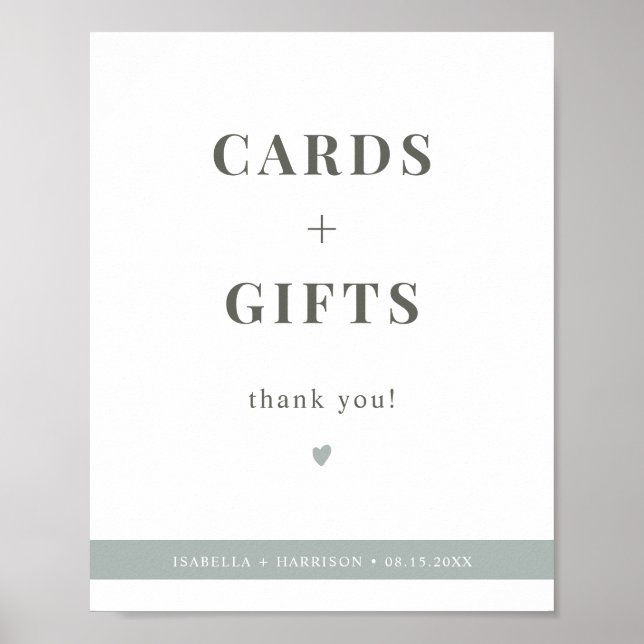 Poster Panneau NINA Sage Vert moderne Cartes et Cadeaux (Devant)