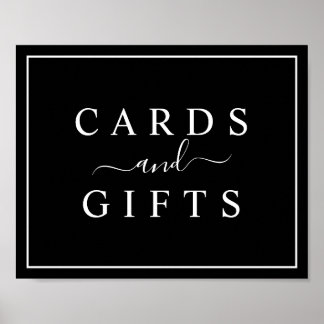 Poster Panneau Noir et Blanc Cartes de Mariage & Cadeaux