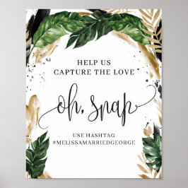 Poster Panneau Oh snap feuilles tropicales boho été or