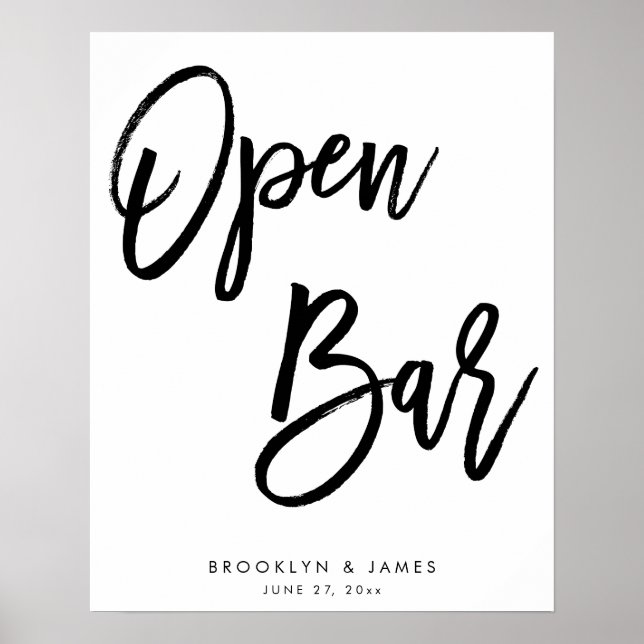Poster Panneau Open Bar Blanc Et Noir (Devant)