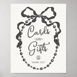 Poster Panneau Pearles Black Coquette Cartes et cadeaux