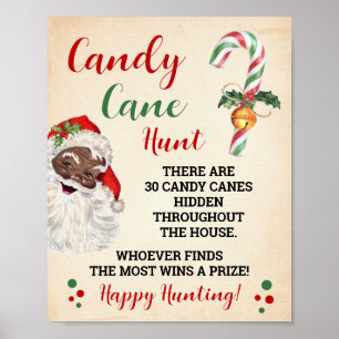 Poster Panneau père Noël Sucre de canne Hunt Christmas Ga