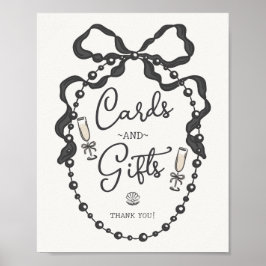 Poster Panneau Perles et Prosecco Black Bow Cartes et Cad