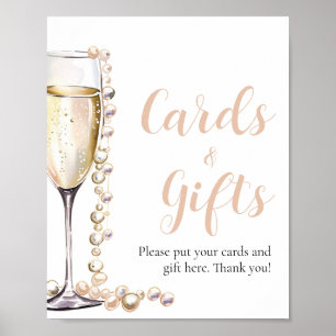 Poster Panneau Perles et Prosecco Champagne Cartes et cad