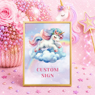 Poster Panneau Personnalisé Anniversaire Fille Licorne Ar
