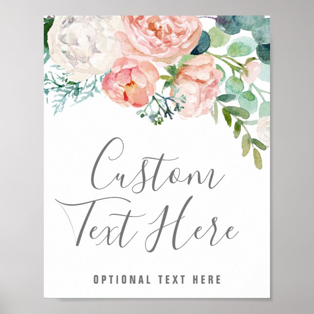 Poster Panneau personnalisé avec fleurs de pivoine romant (Devant)