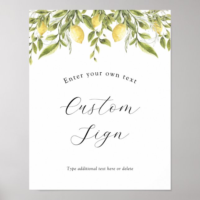 Poster Panneau personnalisé avec texte Branche de citron  (Devant)