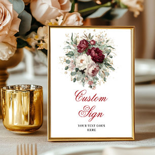 Poster Panneau Personnalisé Bohème Floral Bourgogne Tenda