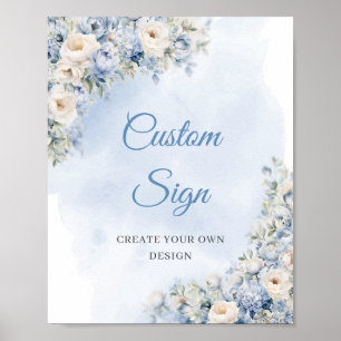 Poster Panneau personnalisé Boho Dusty Bleu et ivoire