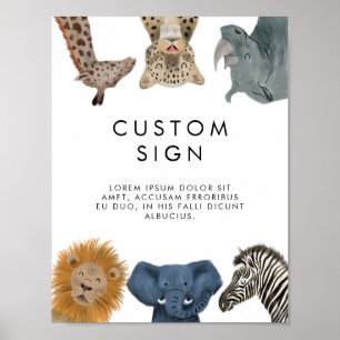 Poster Panneau personnalisé Fête d'anniversaire Safari