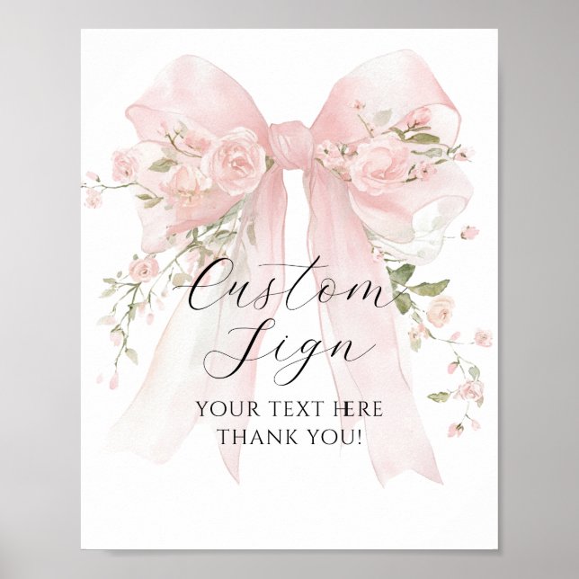 Poster Panneau personnalisé Floral Bow Flower Baby shower (Devant)