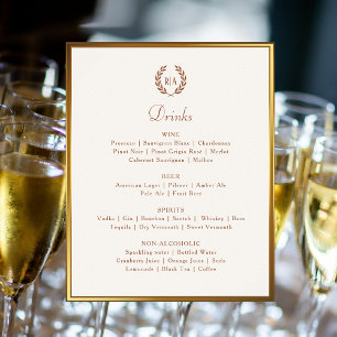 Poster Panneau personnalisé Monogramme Mariage Boissons M