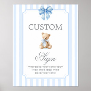 Poster Panneau personnalisé ours rayures bleues