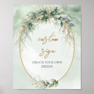 Poster Panneau personnalisé Rustique aquarelle eucalyptus