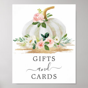 Poster Panneau Petit Baby shower rose Citrouille Cadeaux 