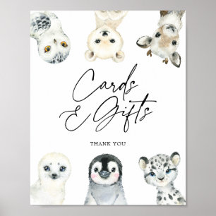 Poster Panneau Petite carte de Baby shower et cadeau arct